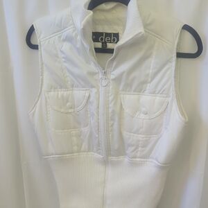 Deb White Quilted Vest Size Large